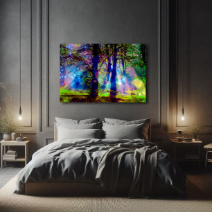 Kleurrijk sprookje Fantasy Forest Art Canvas Afdruk