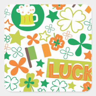Kleurrijk St. Patrick's Day Shamrock patroon Vierkante Sticker