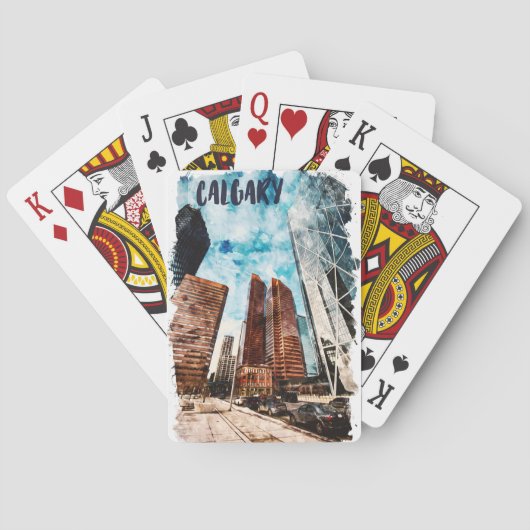 Kleurrijk stadsbeeld van Calgary Alberta Pokerkaarten (Achterkant)