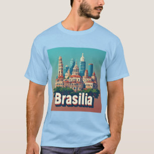 Kleurrijk stadsgezicht van Brasília met modernisti T-shirt