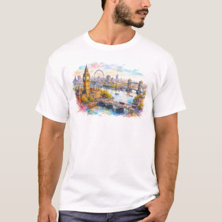 Kleurrijk stadsgezicht van Londen T-shirt