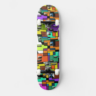 Kleurrijk stadslandschap skateboarddek skateboard