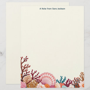 Kleurrijk stationerypapier met schelpenrand briefhoofd