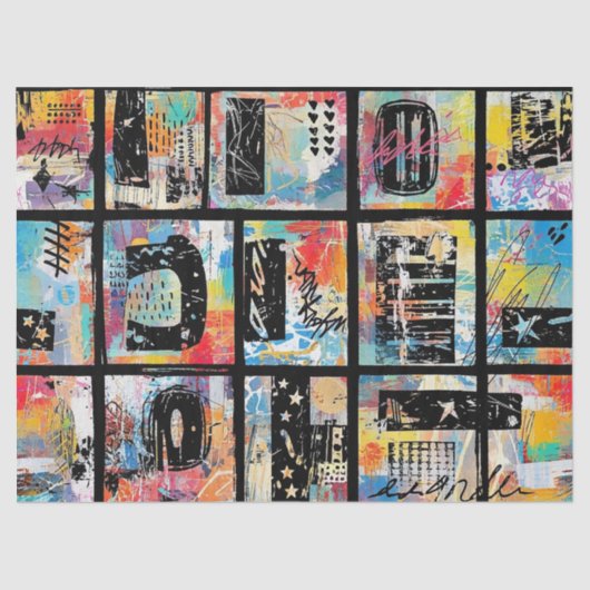 Kleurrijk stedelijk graffiti patroon (5) tissuepapier (Voorkant)