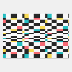 Kleurrijk, stedelijk, modern, trendgeometrisch pat inpakpapier vel