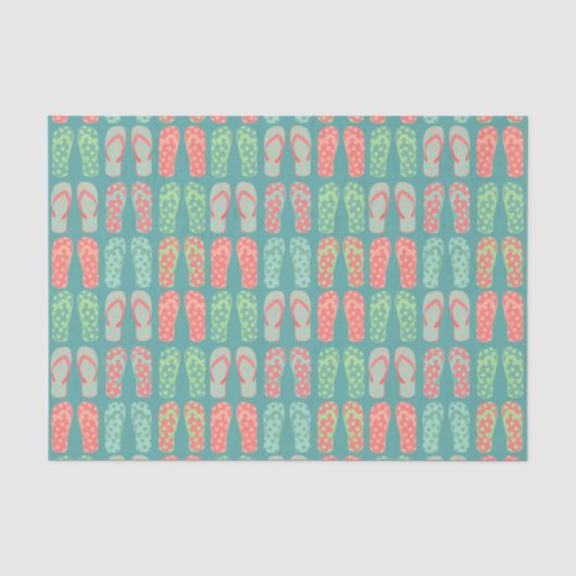 Kleurrijk Stippen Flip Flop Patroon Turquoise Tissuepapier (Voorkant)