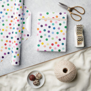 Kleurrijk Stippen Kunstpatroon Op Crisp Wit Cadeaupapier