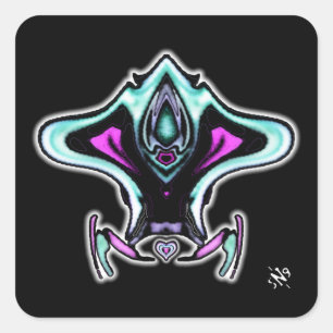 Kleurrijk straalvliegtuig v2 vierkante sticker