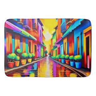 Kleurrijk straatbeeld Kunst Badmat