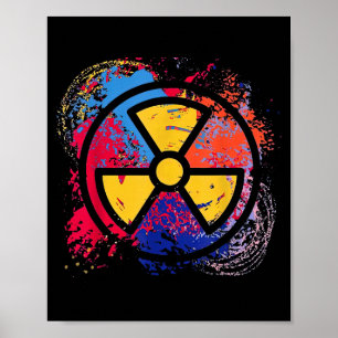Kleurrijk stralingssymbool voor nucleaire geneesku poster
