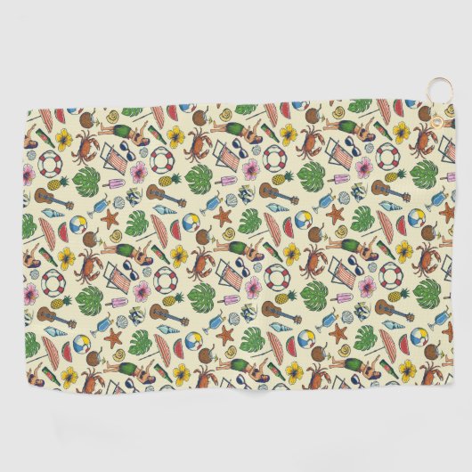 Kleurrijk strand Hawaiian tropisch thematisch patr Golfhanddoek (Horizontaal)