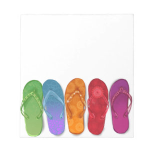 Kleurrijk strand van Sandals Teenslippers Notitieblok