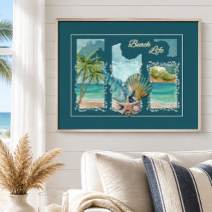 Kleurrijk strandleven perfect poster
