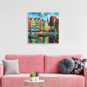 Kleurrijk strandtafereel van Gdansk op canvas Afdruk (Insitu (Woonkamer))