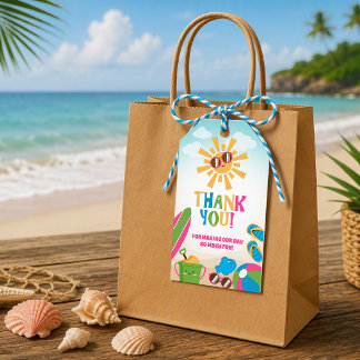 Kleurrijk strandthema voor elk strand evenement ca cadeaulabel