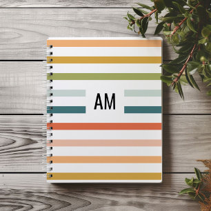 Kleurrijk streepmonogram notitieboek
