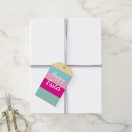 Kleurrijk strepenpatroon Happy Pasen vlakke kaart Cadeaulabel