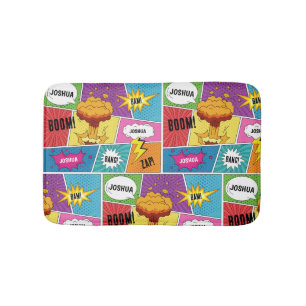 Kleurrijk stripboek Gepersonaliseerde naam Pop Art Badmat