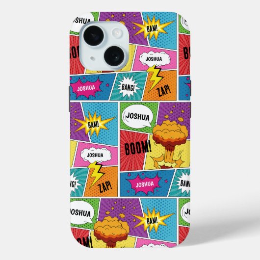 Kleurrijk stripboek Gepersonaliseerde naam Pop Art Case-Mate iPhone Case (Achterkant)