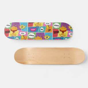 Kleurrijk stripboek Gepersonaliseerde naam Pop Art Skateboard
