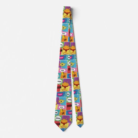 Kleurrijk stripboek Gepersonaliseerde naam Pop Art Stropdas (Voorkant)