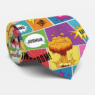 Kleurrijk stripboek Gepersonaliseerde naam Pop Art Stropdas