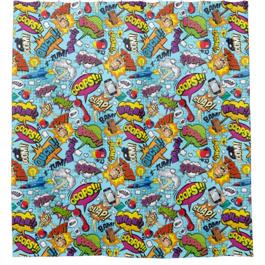 Kleurrijk stripboek met het patroon douchegordijn (Voorkant)