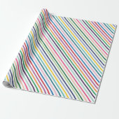 Kleurrijk Stripe Art Pattern over Cristiana White Cadeaupapier (Uitgerold)