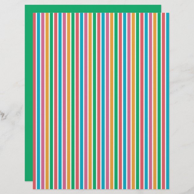 Kleurrijk Stripe Pattern Scrapbook Paper (Voorkant / Achterkant)