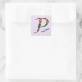 Kleurrijk Stropdas-kleurstof Letter P Monogram Ini Vierkante Sticker (Tas)