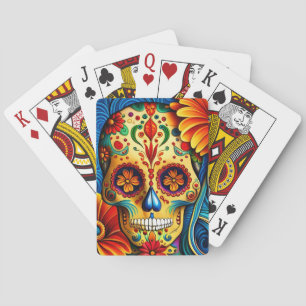 Kleurrijk Suiker Schedel Folk Art Ontwerp Pokerkaarten