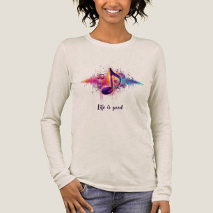 Kleurrijk T-shirt met muzieknoot, het leven is goe