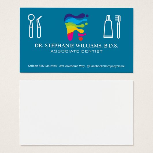 Kleurrijk Tandartslogo | Hulpmiddelen Visitekaartje (Voorkant /achterkant)