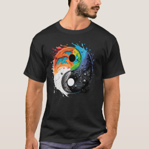 Kleurrijk Taoisme Yin Yang Splash op Zen Taijitu Y T-shirt