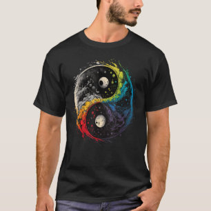 Kleurrijk Taoïsme Yin Yang Symbool op Zen Taijitu T-shirt