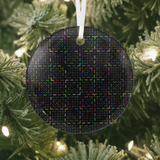Kleurrijk tech-coderings-elektronicapatroon glas ornament