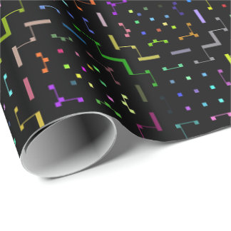 Kleurrijk technisch codeerend elektronica patroon cadeaupapier
