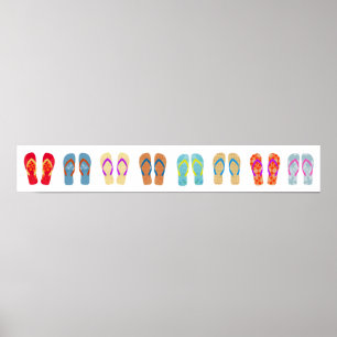 Kleurrijk Teenslipper horizontaal Poster