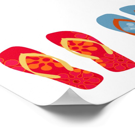 Kleurrijk Teenslipper horizontaal Poster (Hoek)