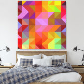 Kleurrijk tegelpatroon canvas afdruk (Insitu (Slaapkamer))