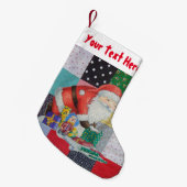 kleurrijk textiel met santa retro kleine kerstsok (Voorkant (Hangend))