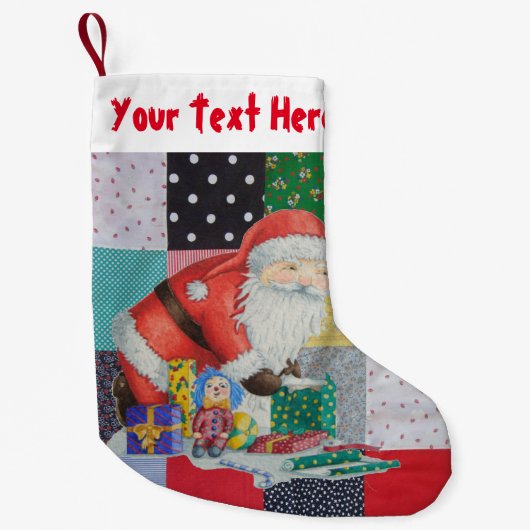 kleurrijk textiel met santa retro kleine kerstsok (Voorkant)