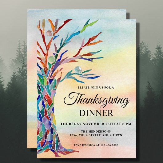 Kleurrijk Thanksgiving diner Kaart