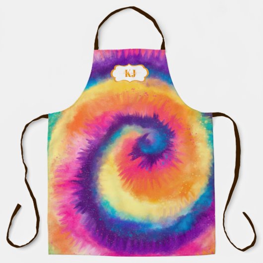 Kleurrijk Tie Dye Pattern | Monogram Schort (Voorkant)
