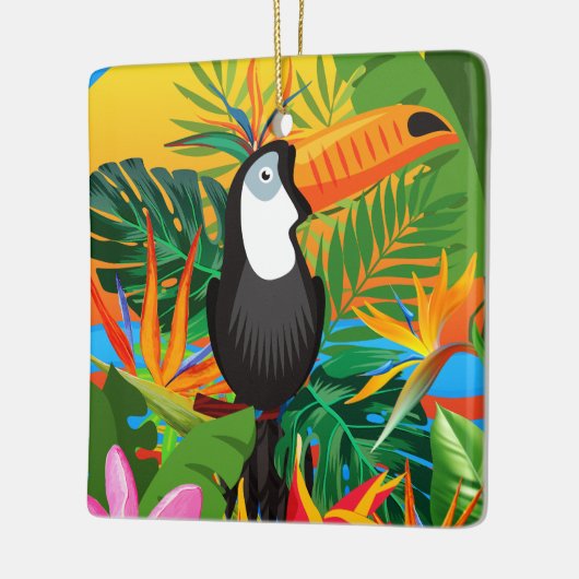 Kleurrijk Toucan tropisch Oerwoud Keramisch Ornament (Links)