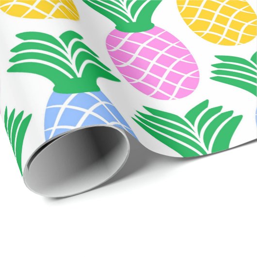 Kleurrijk trendy ananaspatroon cadeaupapier (Rol Hoek)