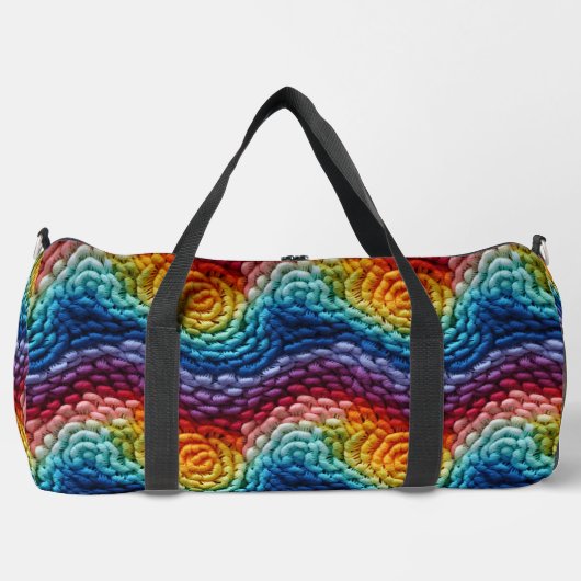 Kleurrijk Trendy Regenboog Gebreid Patroon Plunjezak (Voorkant)