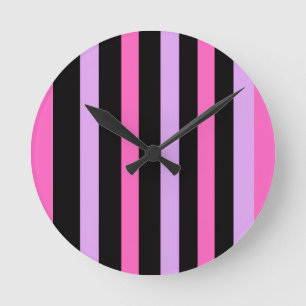 Kleurrijk trendy roze en zwart ronde klok