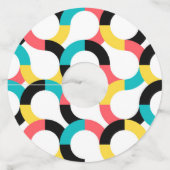 Kleurrijk, trendy, vrolijk, leuk, moderne geometri wijnglaslabel (Achterkant)