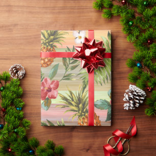 Kleurrijk Tropisch Ananas Fruit Bloemmotief Cadeaupapier